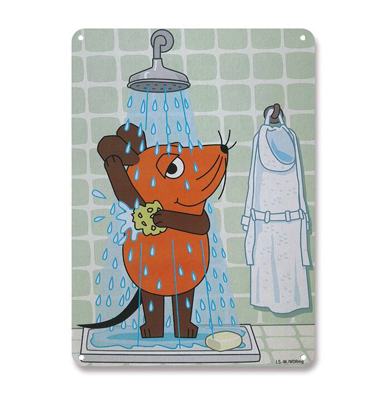 Logoshirt Die Sendung mit der Maus - Die Maus - Dusche - Blechschild A5 Osterangebot