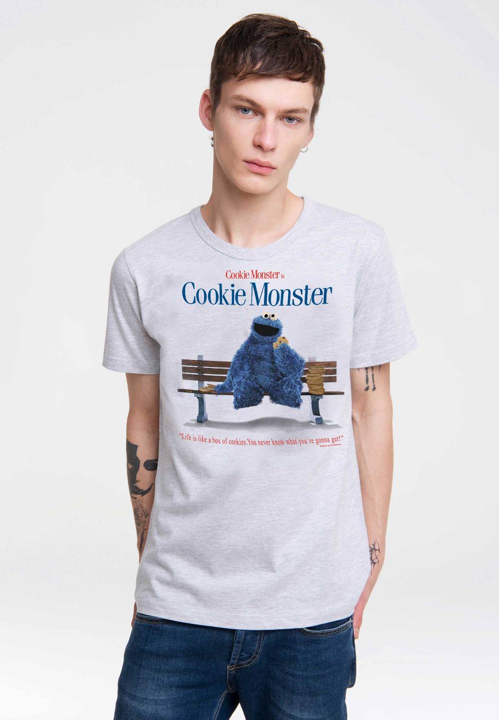 Logoshirt Sesamstrasse - Krümelmonster - Cookie Monster - Box Of Cookies - T-Shirt Print - Herren Exklusive Angebote
