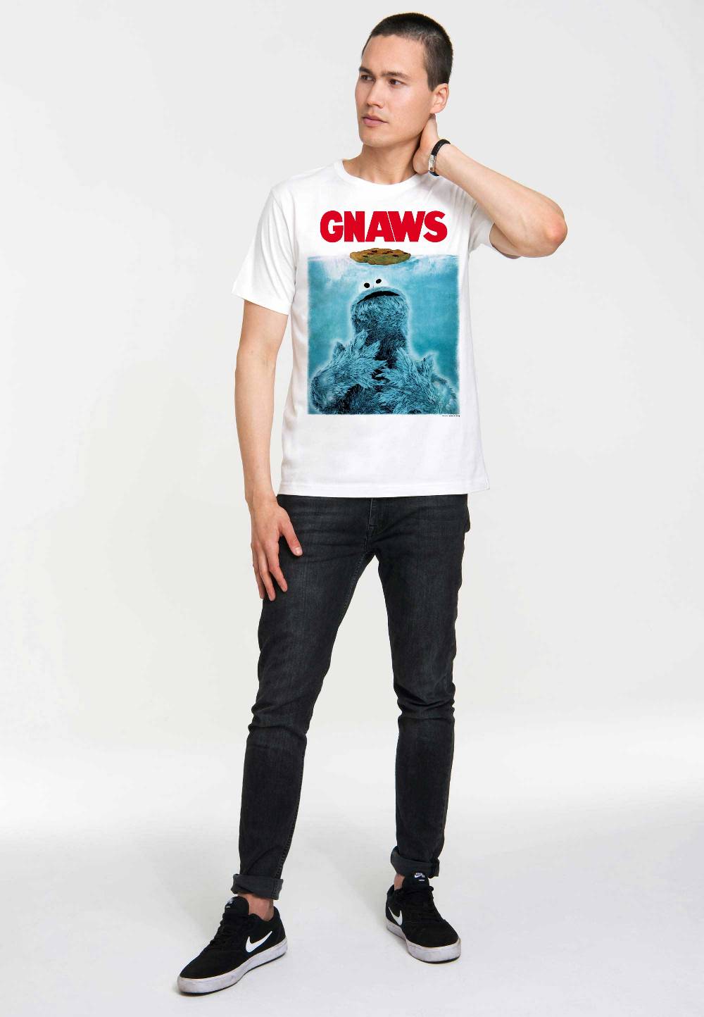 Logoshirt Sesamstrasse - Krümelmonster - GNAWS - T-Shirt Print - Herren Räumungsverkauf