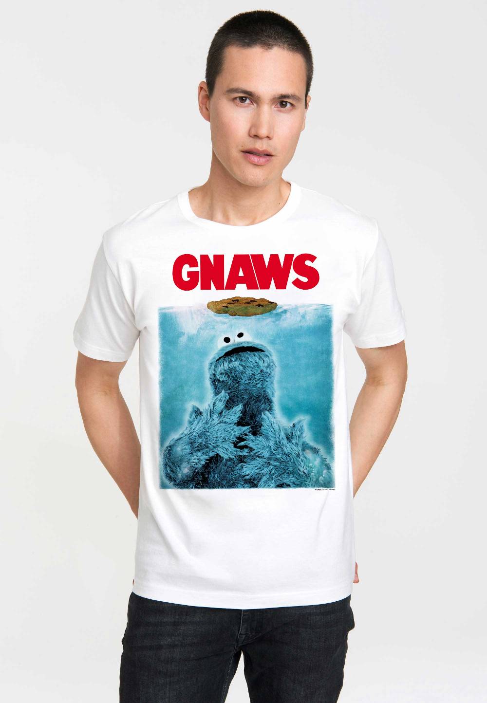 Logoshirt Sesamstrasse - Krümelmonster - GNAWS - T-Shirt Print - Herren Räumungsverkauf