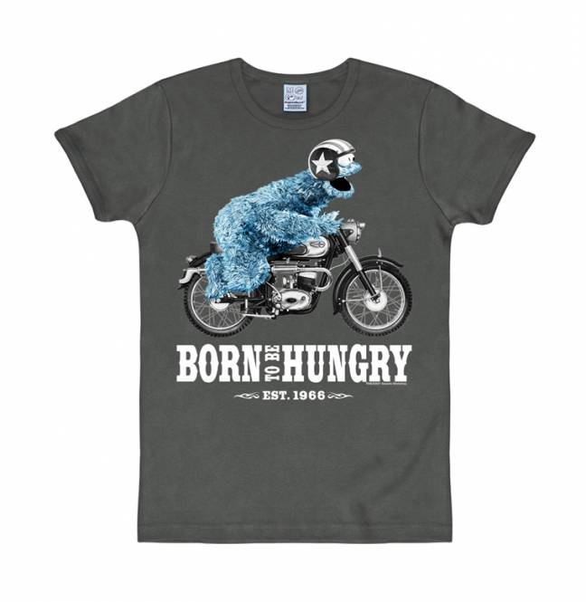 Logoshirt Sesamstrasse - Krümelmonster - Motorrad - Born To Be Hungry - T-Shirt Print - Herren Riesige Rabatte