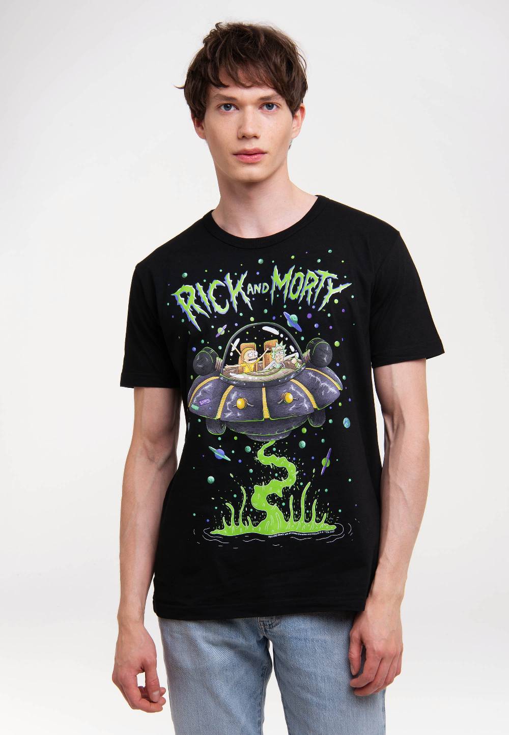 Logoshirt Rick & Morty - Raumschiff - T-Shirt Print - Herren 50% Rabatt mit kostenlosem Versand