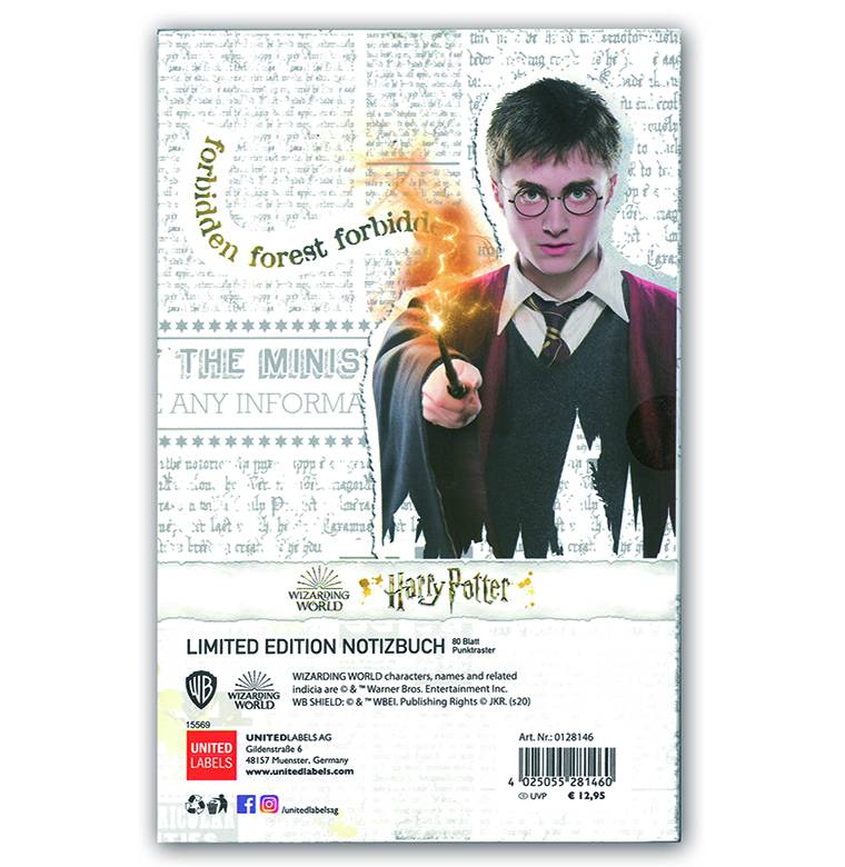 Logoshirt Harry Potter - Hogwarts Logo - Hardcover Notizbuch A5 - mit Gummiband - Gepunktet - Limited Edition Zeitlich begrenztes Angebot