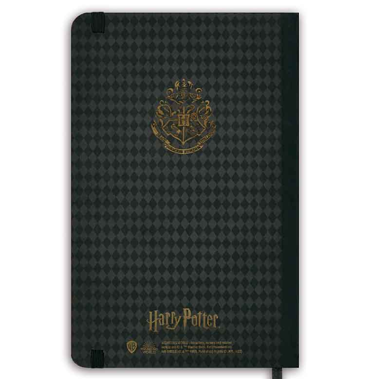 Logoshirt Harry Potter - Hogwarts Logo Gold - Hardcover Notizbuch A5 - mit Gummiband - Liniert Sonderangebote