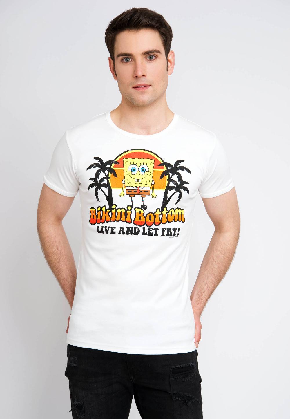 Logoshirt Spongebob - Bikini Bottom - Live And Let Fry - T-Shirt Print - Herren Top Angebot