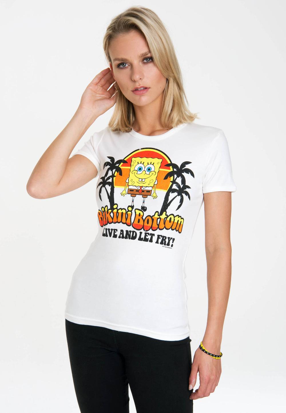 Logoshirt Spongebob - Bikini Bottom - Live And Let Fry - T-Shirt Print - Damen Auslauf