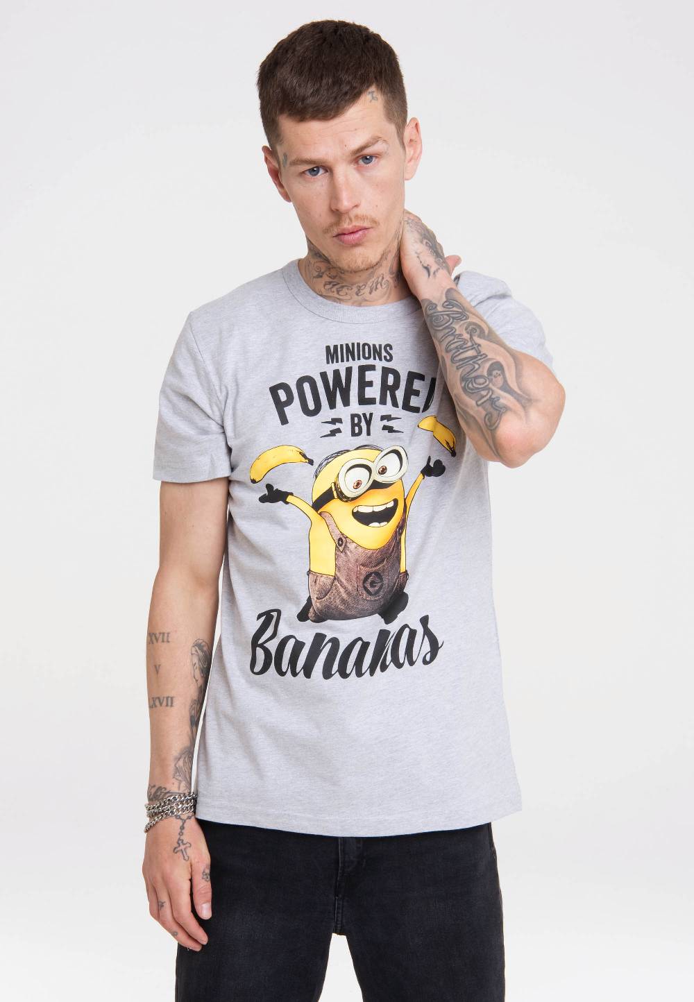 Logoshirt Minions - Bob - Powered By Bananas - T-Shirt Print - Herren Sonderangebote
