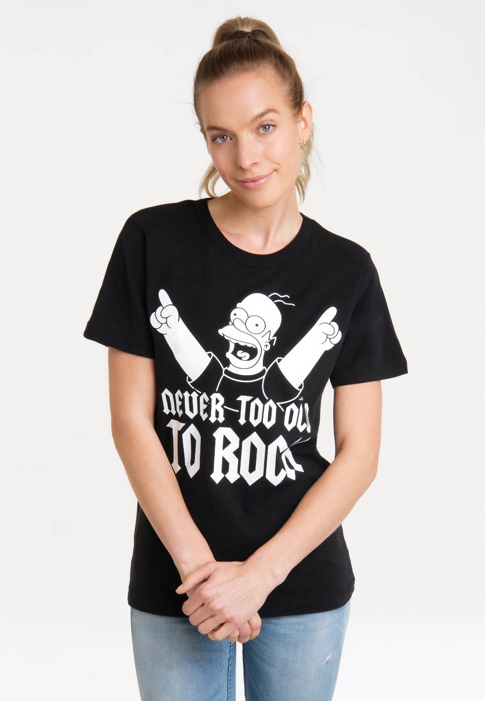 Logoshirt The Simpsons - Homer Simpson - Never Too Old To Rock - T-Shirt Print - Damen Kostenloser Versand international