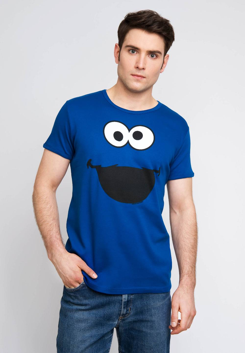 Logoshirt Sesamstrasse - Krümelmonster - Gesicht - T-Shirt Print - Herren Fabrikpreis