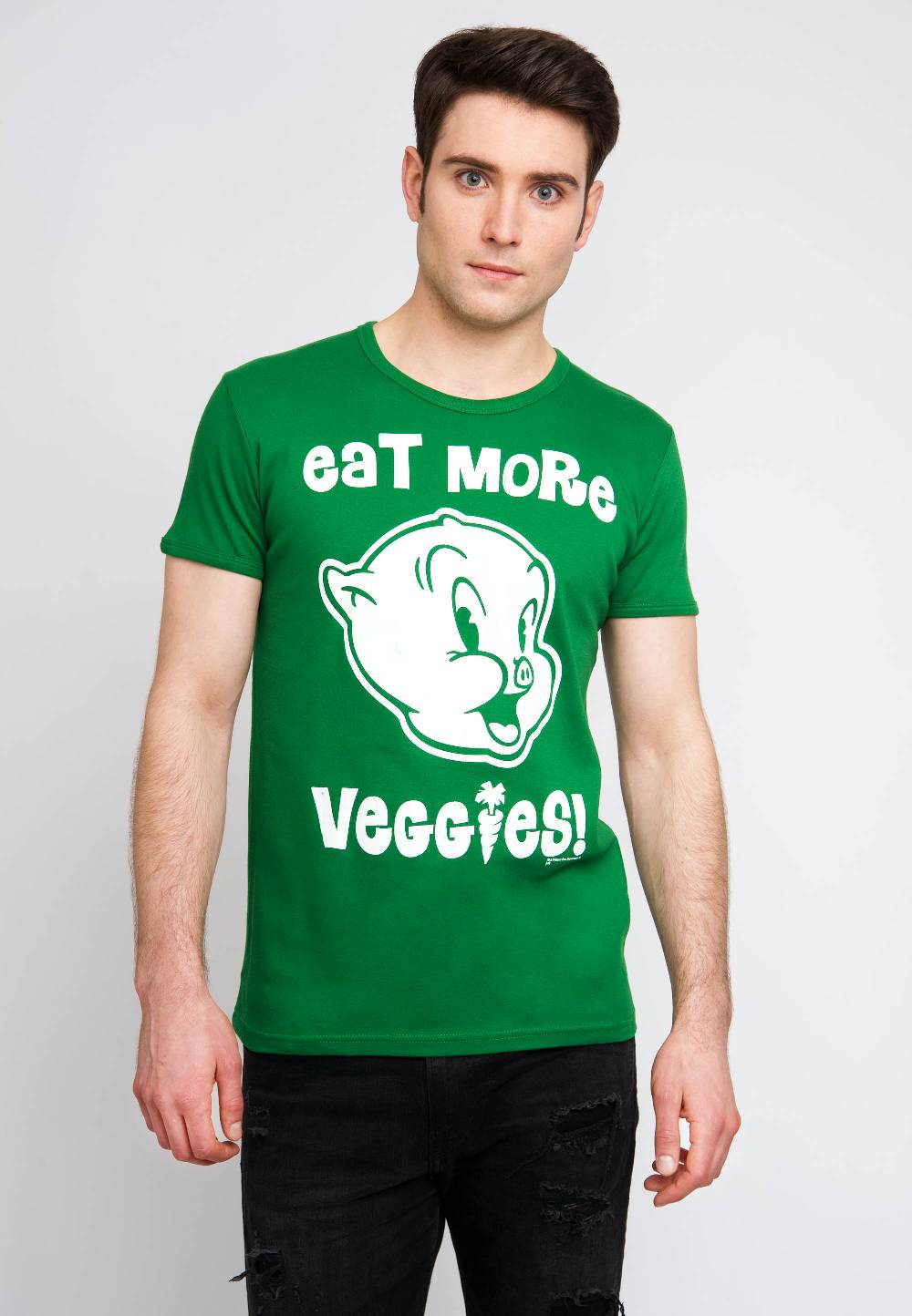 Logoshirt Looney Tunes - Schweinchen Dick - Eat More Veggies - T-Shirt Print - Herren Jubiläumsangebot