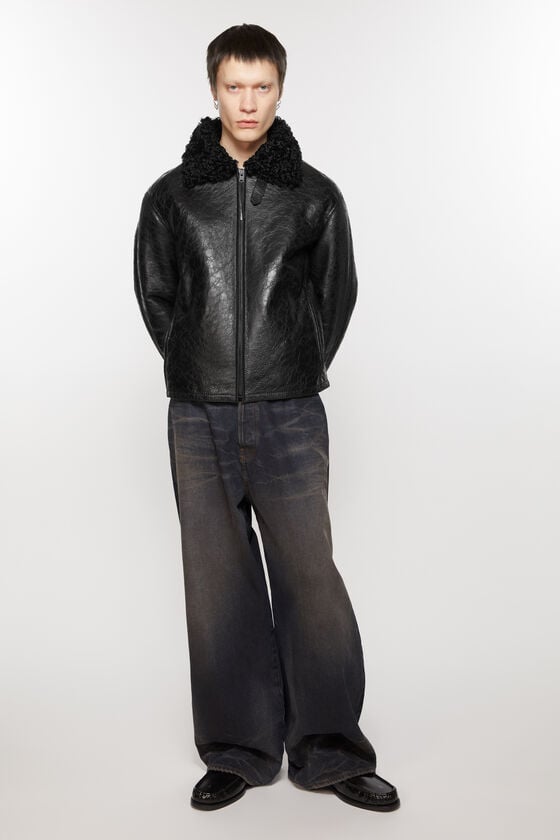 Acne Studios Lederjacke mit Shearling Saisonschlussverkauf