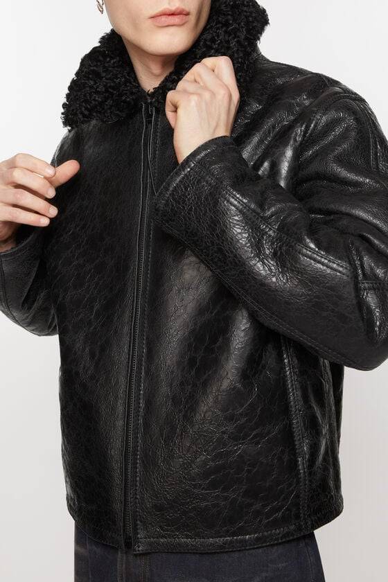 Acne Studios Lederjacke mit Shearling Saisonschlussverkauf