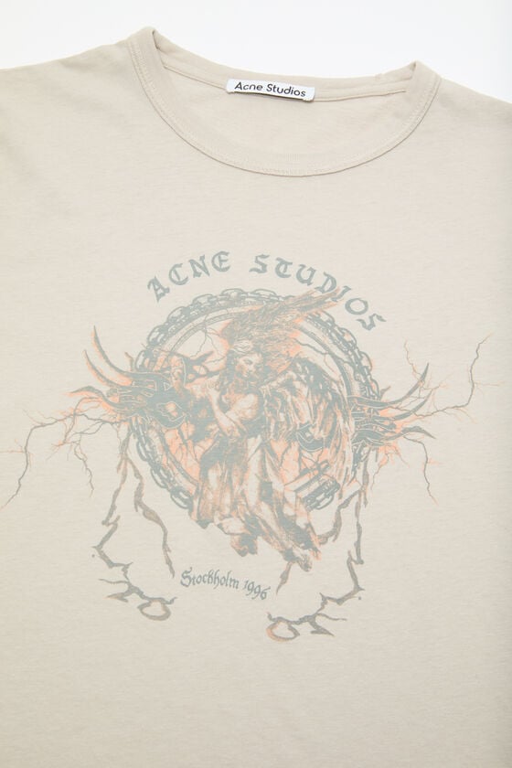 Acne Studios Bedrucktes T-Shirt – Körperbetonte Passform Saisonschlussverkauf