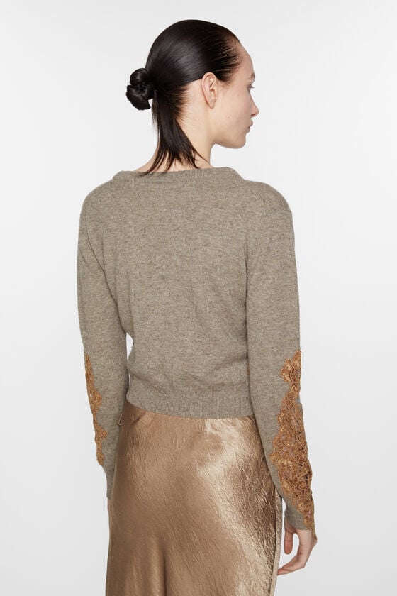 Acne Studios Wollpullover mit Spitzenbesatz Jubiläumsangebot