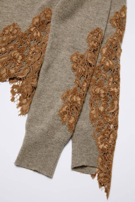 Acne Studios Wollpullover mit Spitzenbesatz Jubiläumsangebot