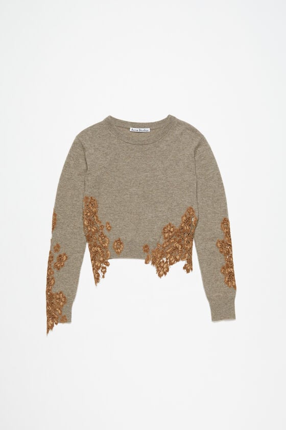 Acne Studios Wollpullover mit Spitzenbesatz Jubiläumsangebot