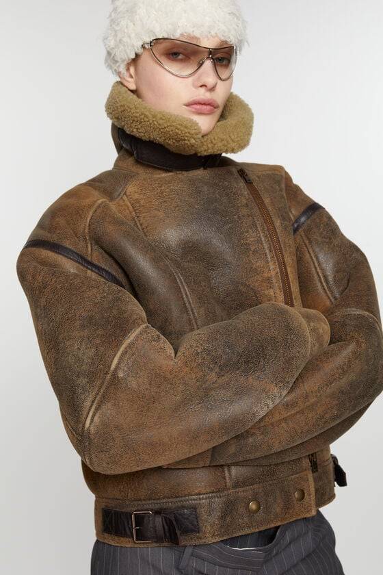 Acne Studios Lederjacke mit Shearling 50% Rabatt mit kostenlosem Versand