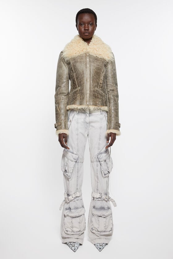 Acne Studios Lederjacke mit Shearling Black Friday Preise