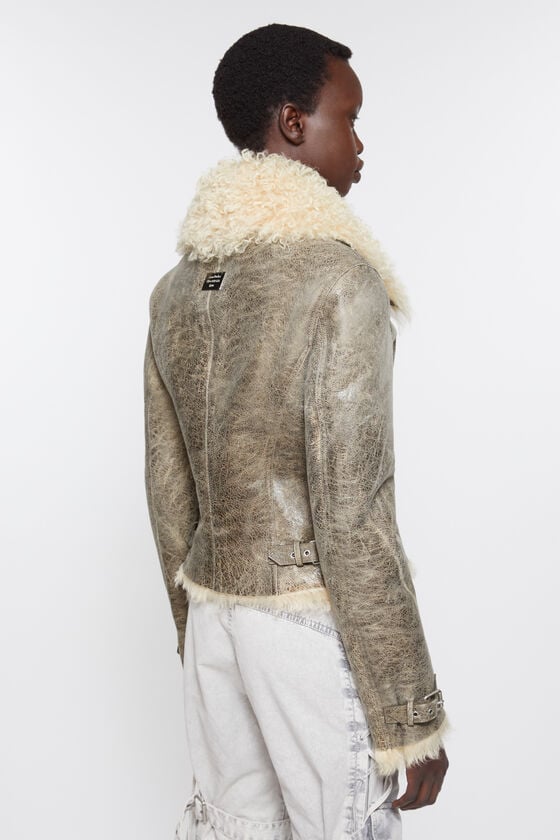 Acne Studios Lederjacke mit Shearling Black Friday Preise