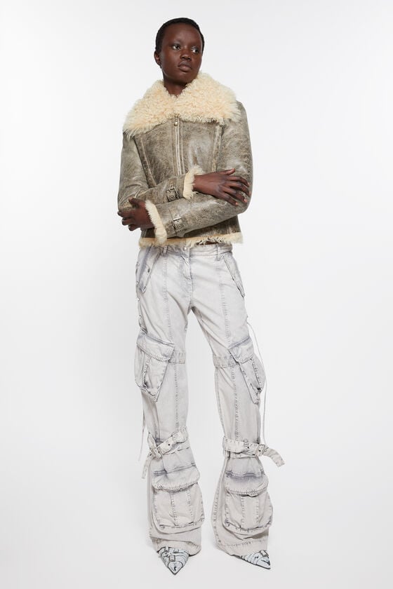 Acne Studios Lederjacke mit Shearling Black Friday Preise
