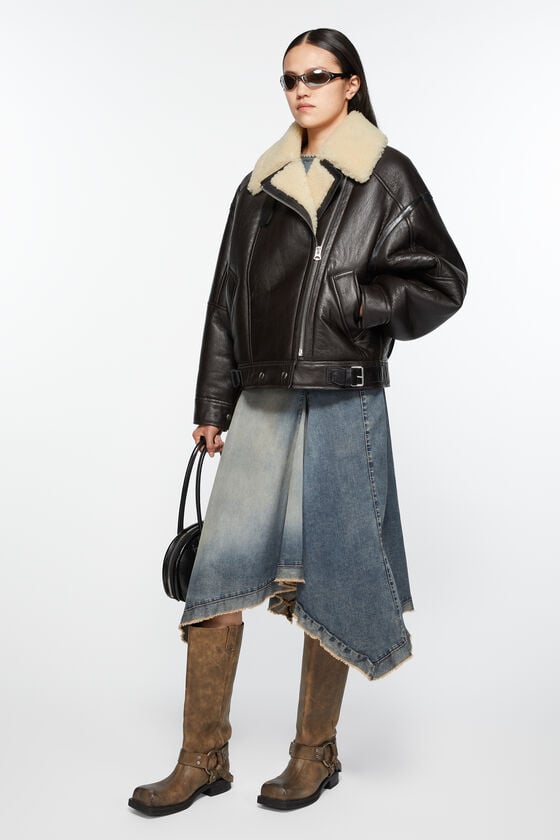 Acne Studios Lederjacke mit Shearling Schlussverkauf