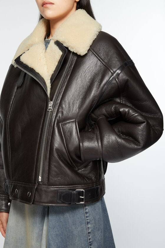 Acne Studios Lederjacke mit Shearling Schlussverkauf