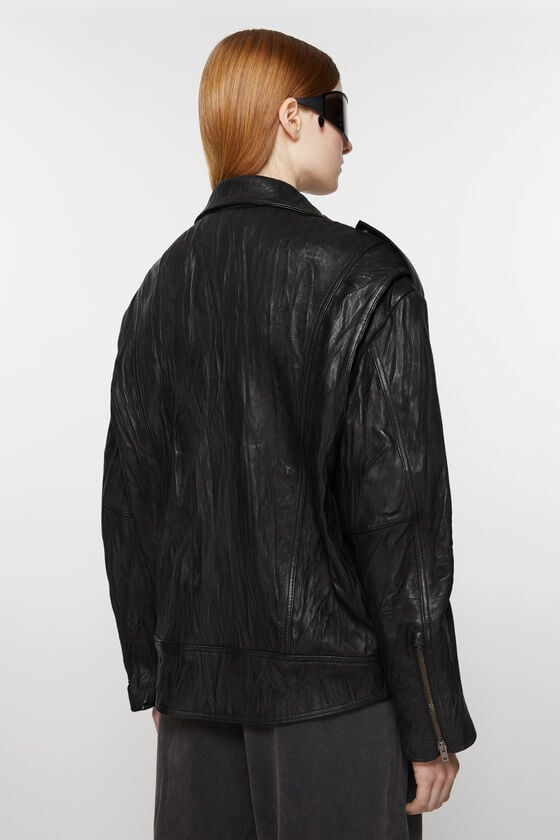 Acne Studios Bikerjacke aus zerknittertem Leder Preisnachlass