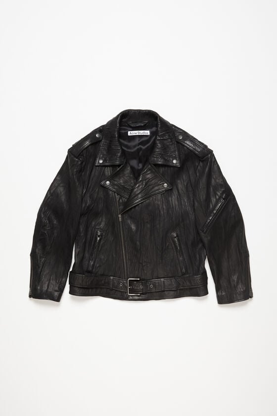 Acne Studios Bikerjacke aus zerknittertem Leder Preisnachlass