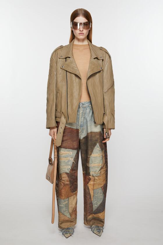 Acne Studios Bikerjacke aus zerknittertem Leder Saisonschlussverkauf
