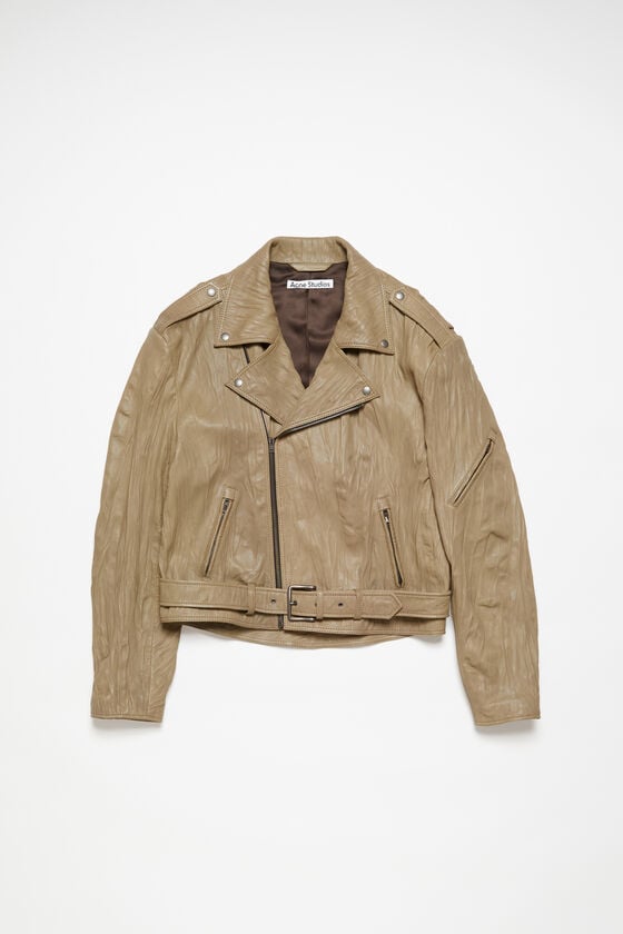 Acne Studios Bikerjacke aus zerknittertem Leder Saisonschlussverkauf