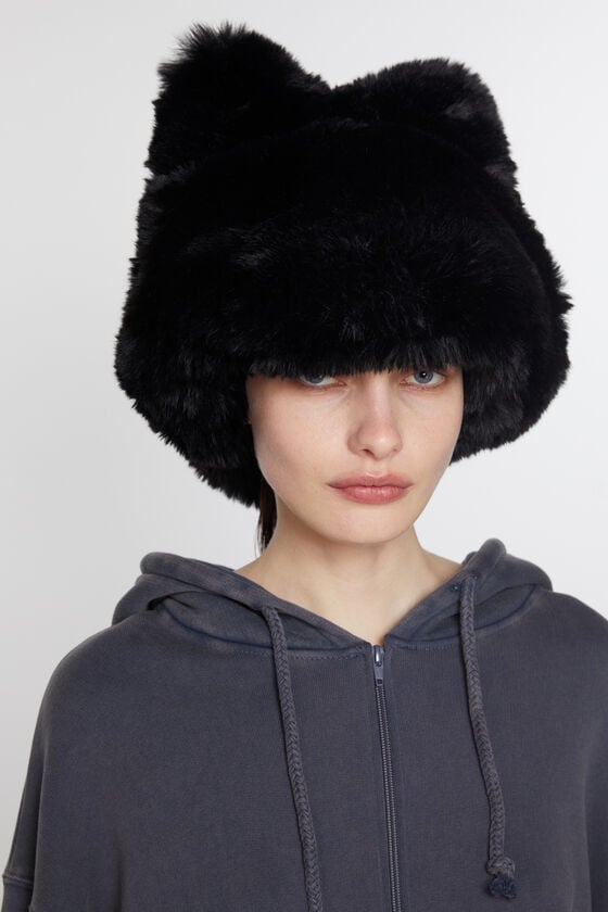 Acne Studios Flauschige Mütze mit Schleife Auslauf