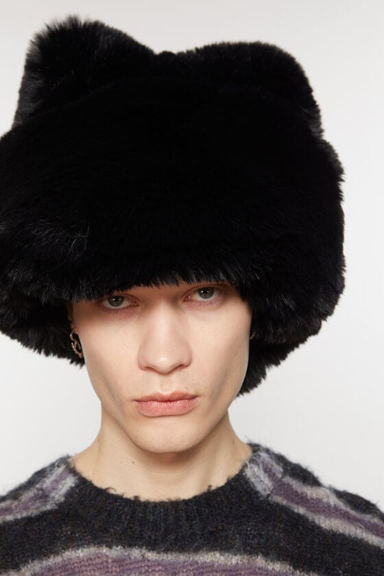 Acne Studios Flauschige Mütze mit Schleife Auslauf