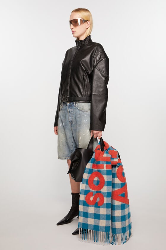 Acne Studios Karierter Logo-Schal Limitierter Zeitrabatt