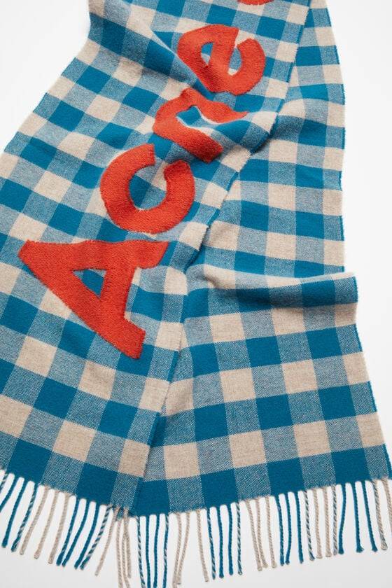 Acne Studios Karierter Logo-Schal Limitierter Zeitrabatt