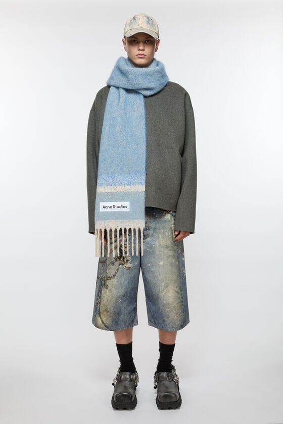 Acne Studios Fringed scarf logo Online Shopping