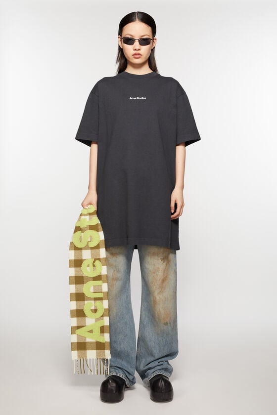 Acne Studios Karo-Schal mit Logo - Schmal Kostenloser Versand international