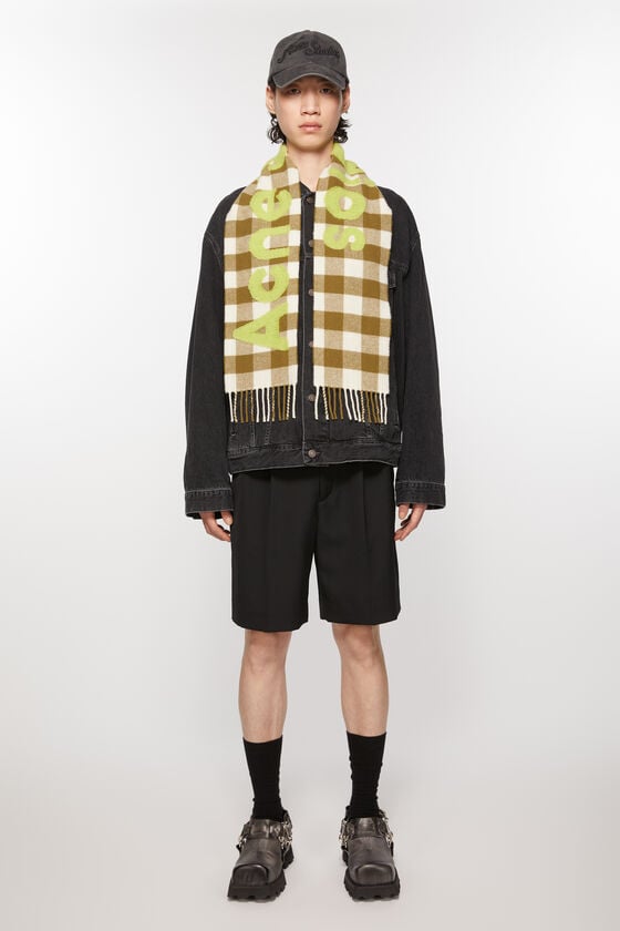 Acne Studios Karo-Schal mit Logo - Schmal Kostenloser Versand international
