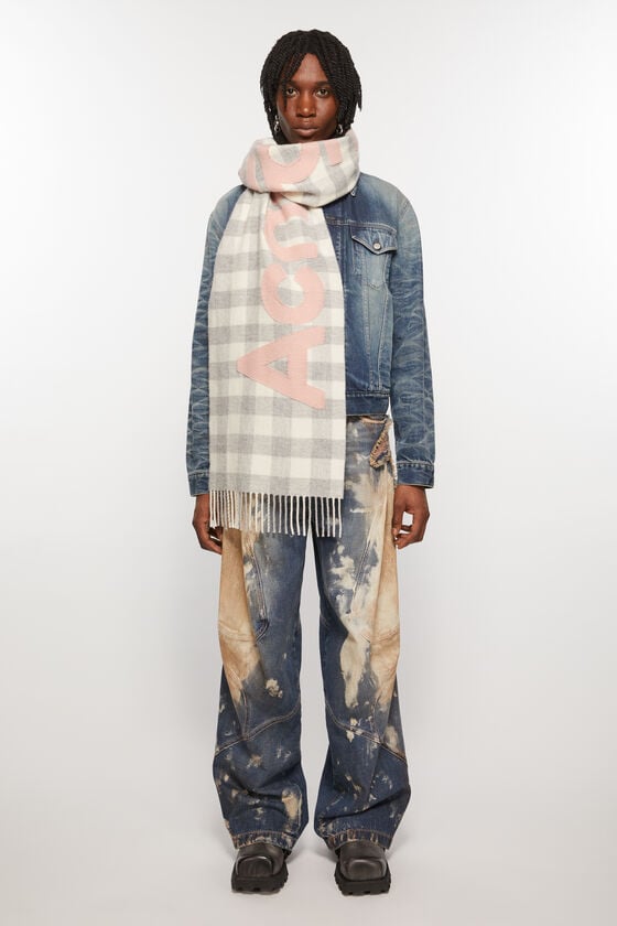 Acne Studios Karierter Schal mit Logo Verkauf
