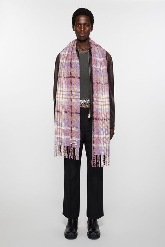 Acne Studios Fransen-Schal mit Karomuster Rabatt