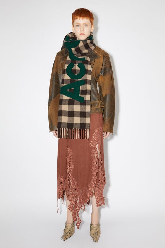 Acne Studios Karierter Logo-Schal Saisonschlussverkauf