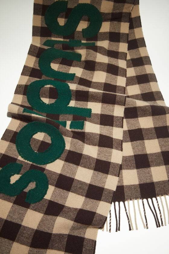 Acne Studios Karierter Logo-Schal Saisonschlussverkauf
