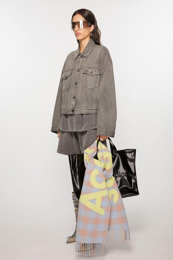 Acne Studios Karierter Schal mit Logo Discount Store für neue Produkte