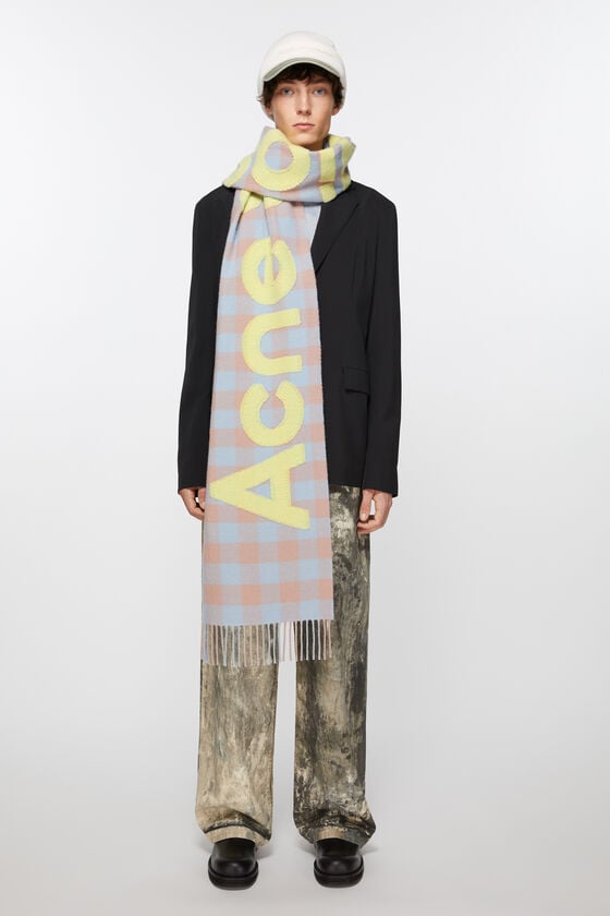 Acne Studios Karierter Schal mit Logo Discount Store für neue Produkte