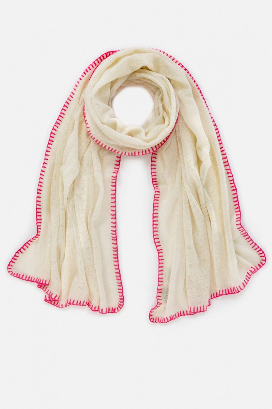Mouleta Cashmere Schal | Colored Embroidery Border Top Angebot