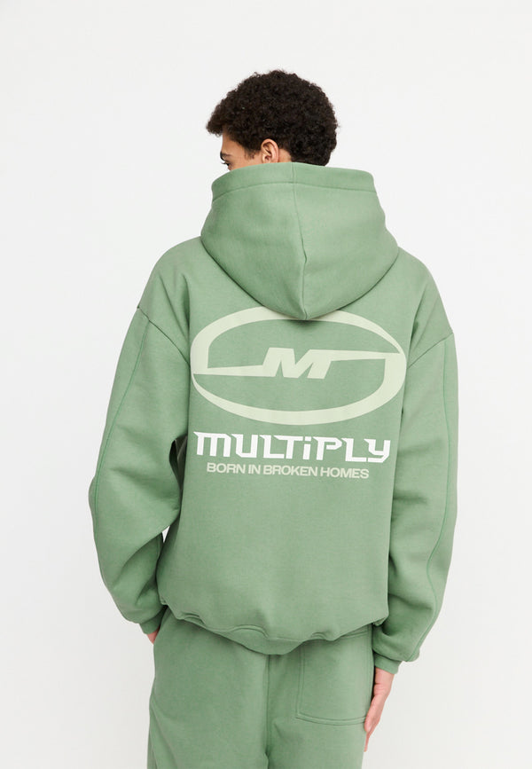 Multiply Spparel Oversize Zip Hoodie BROKEN IDENTITY Hedge Green Räumungsverkauf