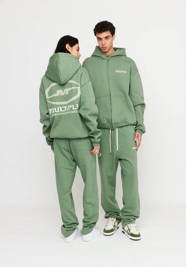 Multiply Spparel Oversize Zip Hoodie BROKEN IDENTITY Hedge Green Räumungsverkauf