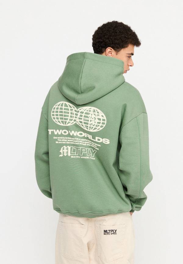 Multiply Spparel Oversize Zip Hoodie TWO WORLDS Hedge Green Riesige Ersparnisse