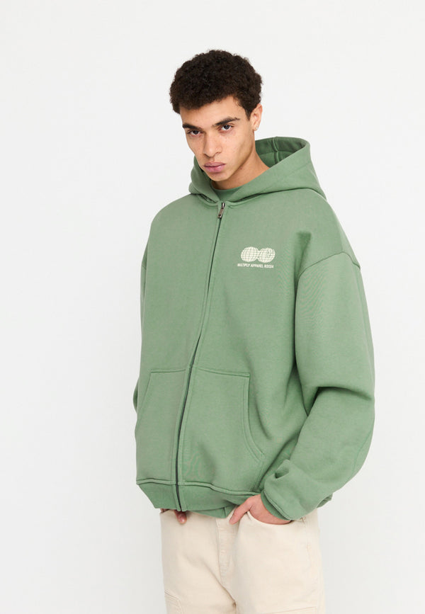 Multiply Spparel Oversize Zip Hoodie TWO WORLDS Hedge Green Riesige Ersparnisse