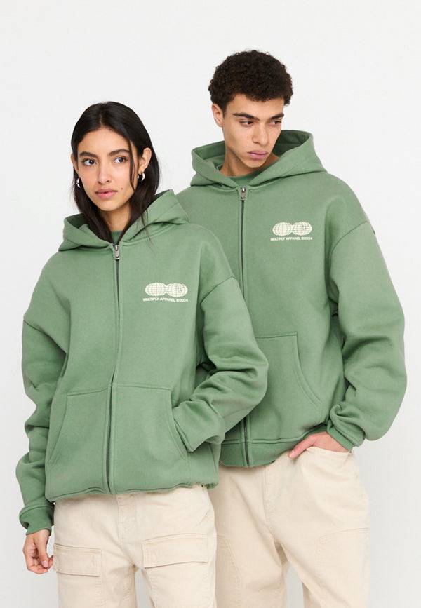 Multiply Spparel Oversize Zip Hoodie TWO WORLDS Hedge Green Riesige Ersparnisse
