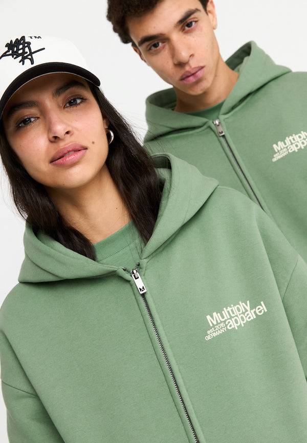 Multiply Spparel Oversize Zip Hoodie CONFLICT Hedge Green VIP-Rabatte